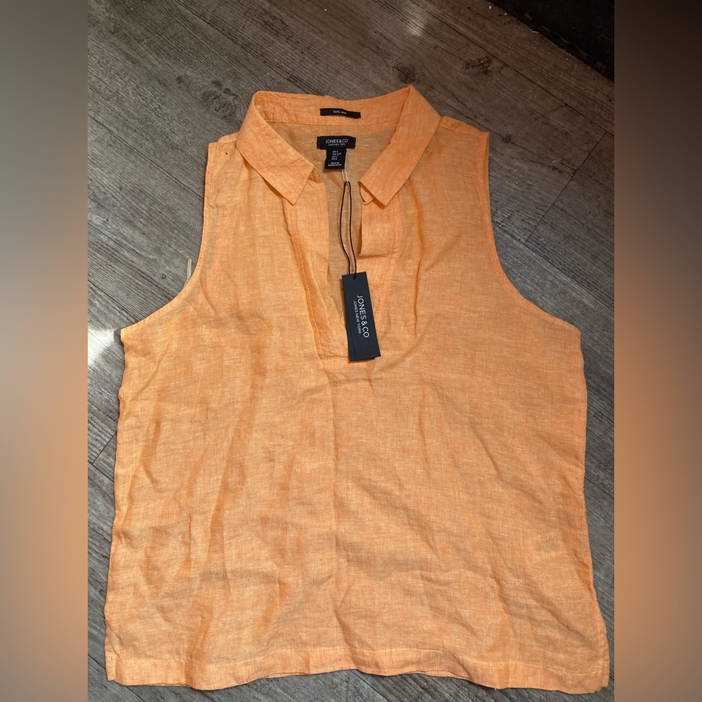 New Jones&co  shirt women’s 100% linen color orange and size L
